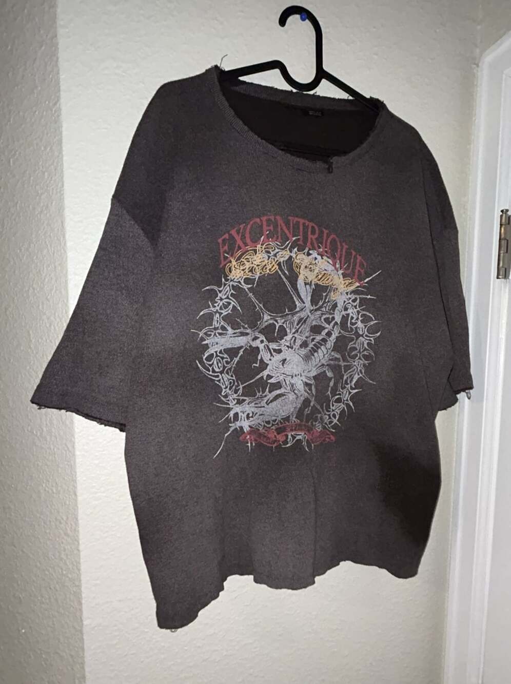 Zara Excentrique Scorpion Graphic Knit T-Shirt Size L Brown Distressed